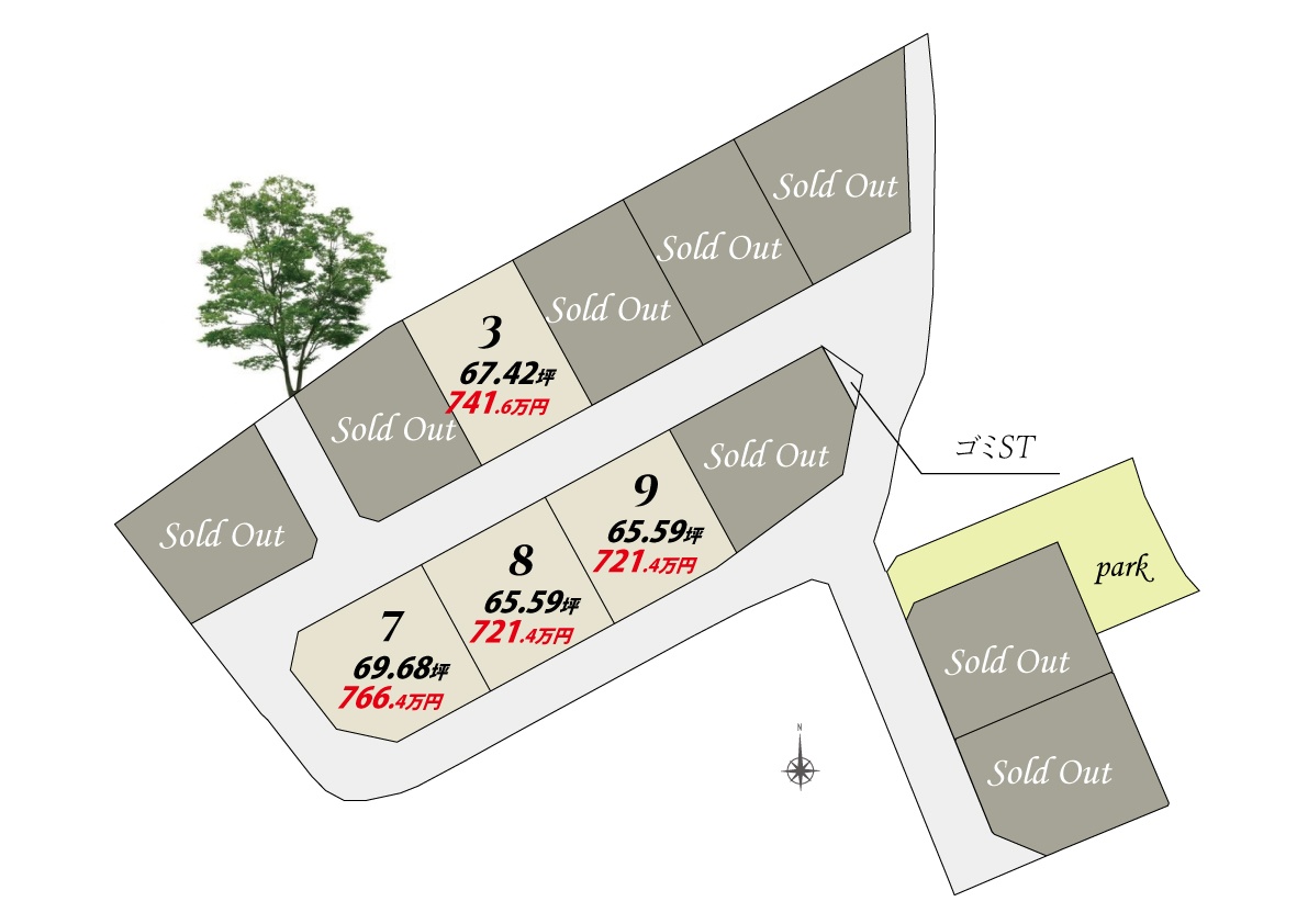 【スカイタウン林田町Ⅷ】全12区画の区画図